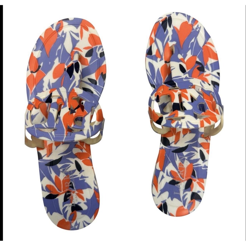 Ralph Lauren Audrie Jelly Flip Flops Coral White & Blue Women's 7 Sandals Thongs